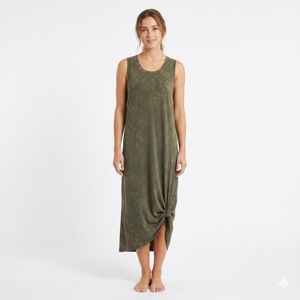 Lululemon All Yours Tank Maxi Dress Cloudy Wash Dark Olive Green Size 6